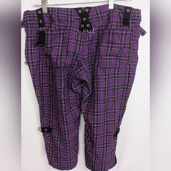 TRIPP NYC Purple Black Plaid Capris Zipper Punk,Goth,Grunge,Gorpcorp(#1,568) - Picture 10 of 11